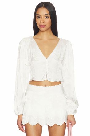 For Love & Lemons Locked Heart Top In White