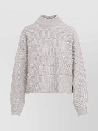 Brunello Cucinelli striped mock neck cashmere wool pullover