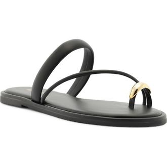 Arezzo Pamela Flat Sandal in Black at Nordstrom, Size 7.5