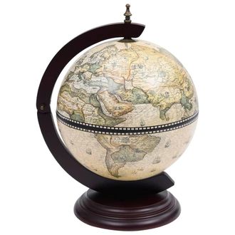 Berkfield Home Tabletop Globe Bar Wine Stand Eucalyptus Wood Green