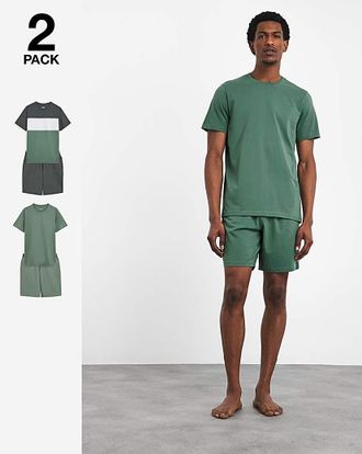Jacamo Pack of Two Cut & Sew Tee Shorts Set
