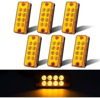 OEM Luces De Posici&oacute;n Laterales Rectangulares, Indicador De G&aacute;libo, 12-24 V, L&aacute;mpara Sellada, Montaje En Superficie, 6 Unidades, Color &Aacute;mbar