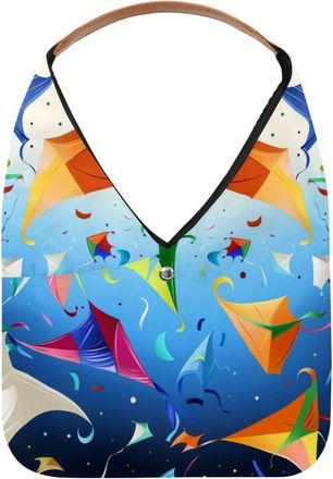 Generic Kites Colorful Pattern Reusable Lightweight Grocery Bags - Foldable Into Compact Pouch, Washable & Sturdy, Multipurpose for Shopping and Travel