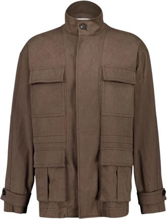 Ferragamo Cement Bruine Safari Jas - Heren - Zomerjassen - Bruin - L - Katoen - Jassen