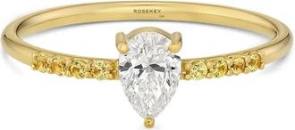 ROSEKEY Anello Pixies Solitaire in oro giallo 18 carati con zaffiri e diamanti