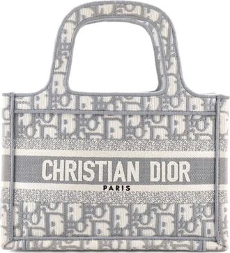 Dior Book Embroidered Canvas Mini tote bag - Grijs