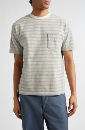 Beams Pinstripe Pocket T-Shirt in Off White at Nordstrom, Size X-Large