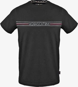 Aquascutum Mens Crew Neck Short Sleeve Jersey T-Shirt - Black - Size: 2X large