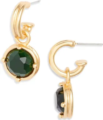 Karine Sultan Round Drop Huggie Hoop Earrings in Gold/green at Nordstrom
