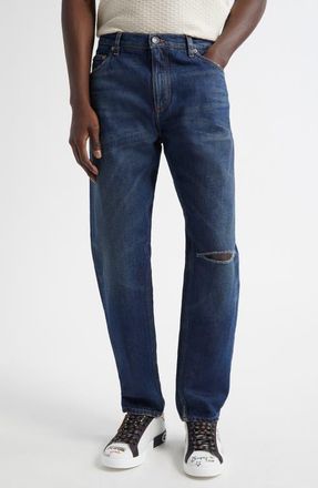 Dolce & Gabbana Distressed Denim Jeans in Ariante Abbinata at Nordstrom, Size 36 Us