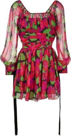 Saint Laurent Short Dresses, female, Multicolor, S, Printed Silk Mini Dress