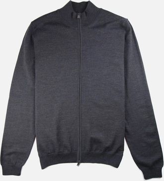 HUGO BOSS Mens Hugo Boss Balonso Full Zip Jumper Dark Grey - Size: 40