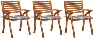 vidaXL Sillas De Comedor Jard&iacute;n Con Cojines 3 Uds Madera Maciza Acacia Vidaxl
