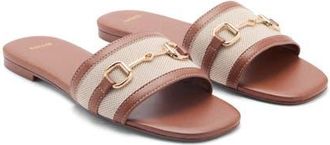 Mango Buckle Slide Sandal in Light Leather at Nordstrom, Size 7.5Us