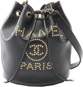 Chanel 2019 CC Deauville bucket-tas met trekkoord - Zwart