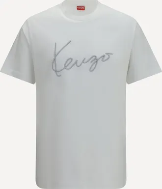 Kenzo T-shirt in cotone ricamata con logo Man XL