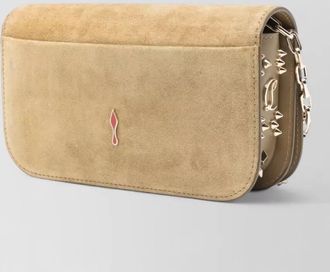 Christian Louboutin paloma suede clutch chain strap studs