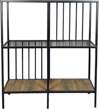 Calicosy Consola con 4 compartimentos en metal negro y cristal ahumado H90 cm - SUNNY