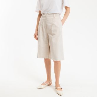 La Redoute Collections Bermuda in linnen en katoen met plooien