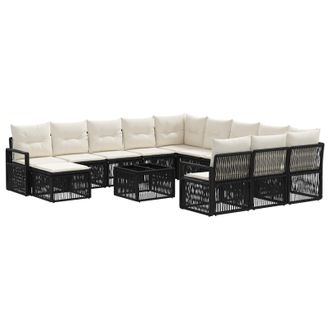 vidaXL Conjunto De Sof&aacute;s De Jard&iacute;n 13 Pcs Negro Rat&aacute;n Sint&eacute;tico Vidaxl