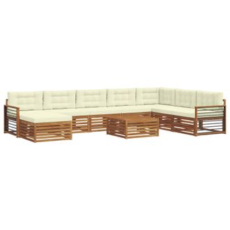vidaXL Set Di Divani Da Esterno 9 Pz Naturale E Crema Vidaxl