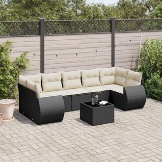 vidaXL Set De Sof&aacute;s De Jard&iacute;n 8 Piezas Y Cojines Rat&aacute;n Sint&eacute;tico Negro Vidaxl