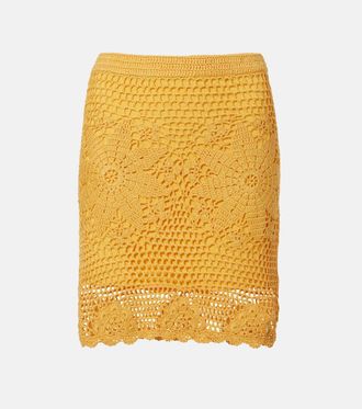 SIMKHAI Agnes floral crochet cotton miniskirt