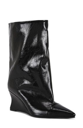 Azalea Wang Vinci Wedge Bootie in Black Pu at Nordstrom, Size 8.5