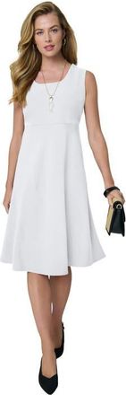 Jessica London Bi-Stretch Fit And Flare Dress in White at Nordstrom, Size 22