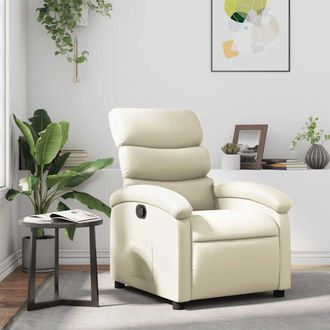 vidaXL Sill&oacute;n Reclinable De Cuero Sint&eacute;tico Crema Vidaxl