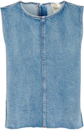 MY ESSENTIAL WARDROBE Lichtblauwe Retro Wast Top - Dames - Tops zonder mouwen - Blauw - M - Tops