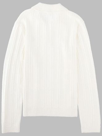 Casablanca Boucl&eacute; Knit Polo Shirt - White
