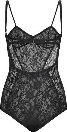 The Attico Womens Black Stretch Lace Bodysuit Polyester Tops Top