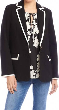 Karen Kane Contrast Ponte Knit Blazer In Black/cream