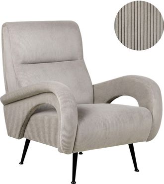 Beliani Beliani - Sill&oacute;n Tapizado Pana Estilo Retro Respaldo Bajo Crema Svalov