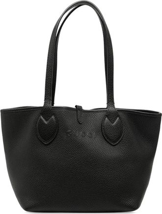 Gucci Beige Black Leather Canvas Pouch Shoulder Bag Tote Bag (Pre-Owned)