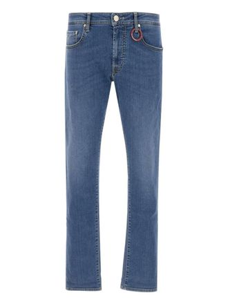 Sartoria Tramarossa logo-patch denim jeans - men - Leather/Polyester/Polyamide/Cotton/Lycra - 32 - Blue