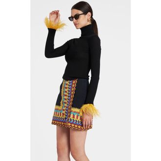 La DoubleJ High Kick Top With Feathers Black at Nordstrom, Size Small
