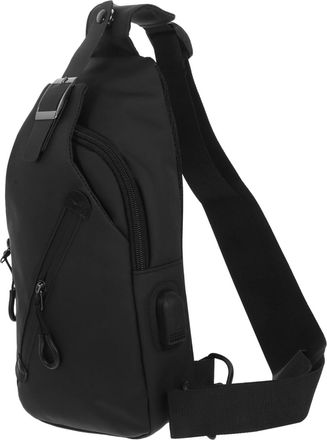 Frcolor Water-resistant USB Male Chest Bag Lightweight Nylon Sling Backpack with Zipper for Outdoor Sports Travel and Business Crossbody Daypack for Phone Key