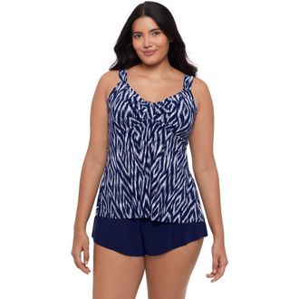 Trimshaper Lily V-Neckline Tankini Swimsuit Top in Moroccan Maze at Nordstrom, Size 8
