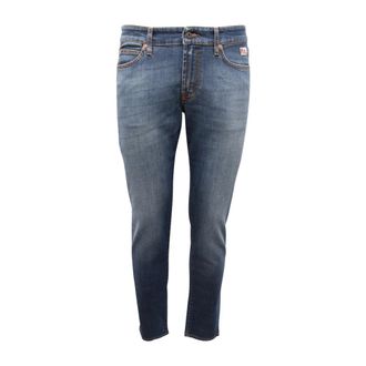 Roy Rogers Slim Fit Jeans, male, Blue, W40, Slim Fit Carlin Trousers Made in Italy