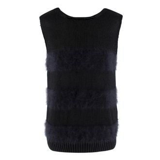 Balenciaga Black Angora Blend Knit Vest Size M