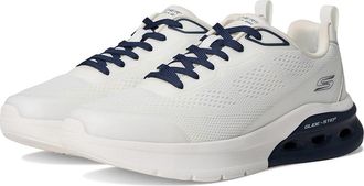 Skechers Bobs Glide Step Arc Waves 2.0 - Class Rank Mens Shoes White/Navy : 7.5 D - Medium, Rubber/Synthetic