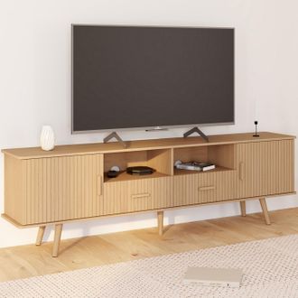 IDMarket Mueble Tv Juliette 180 Cm Con 2 Puertas Y 2 Cajones, Listones De Madera Color Roble