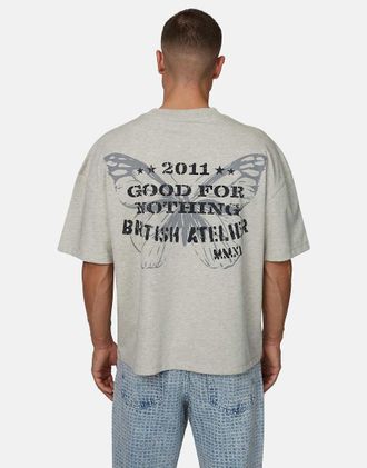 Good For Nothing T-shirt squadrata grigia con grafica-Grigio
