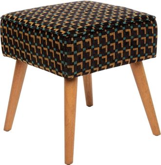 Atmosphera Taburete Chiara Negro En Tejido De Chenilla - Atmosphera Cr&eacute;ateur DInt&eacute;rieur