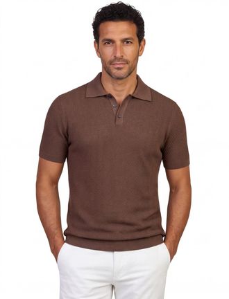 Scotland Blue Polo Scotland Blue bruin kaene knitted 3 knoopjes