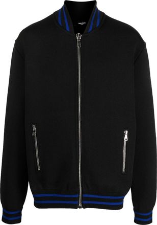 Balmain zipped knit jumper - men - Wool/Polyvinyl Polypyrrolidone/Cotton - M - Black