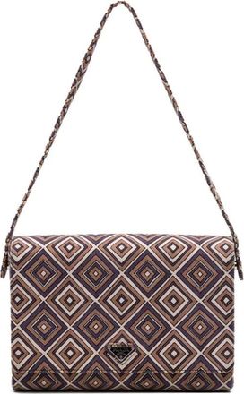 Prada Pre-owned Shoulder Bags, female, Multicolor, Size: ONE SIZE Pre-owned Geometric Pattern Shoulder Bag with Braided Strap Flap Closure