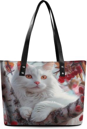 Generic Cat on The Cherrytrees Tote Bags for Women Cute Shoulder Purses Handbags